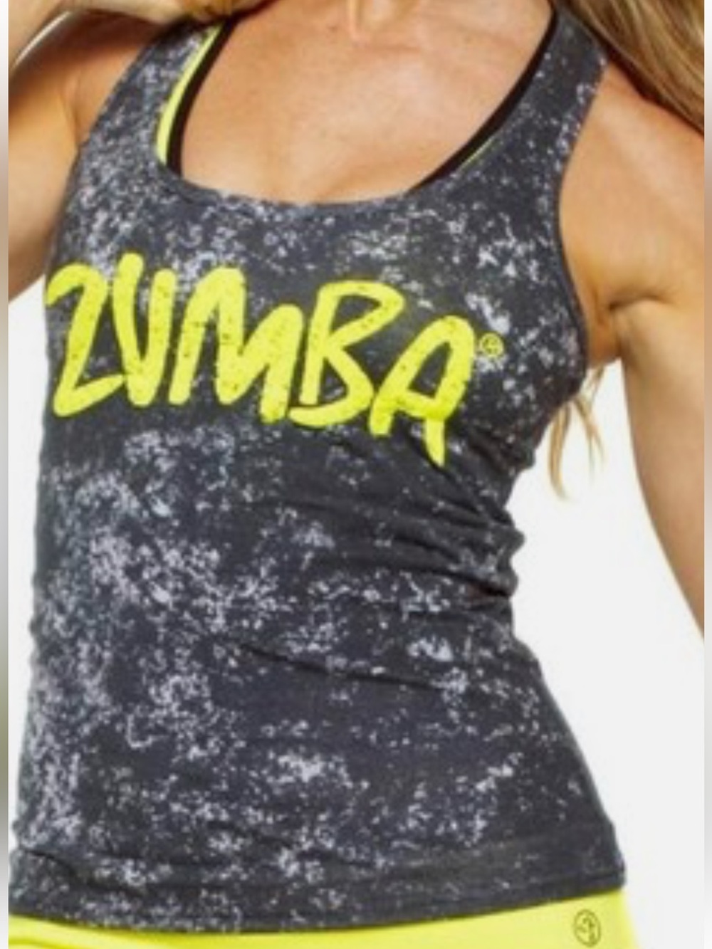 3 Zumba Fitness Women's Black Acid-Wash Tank Size Small